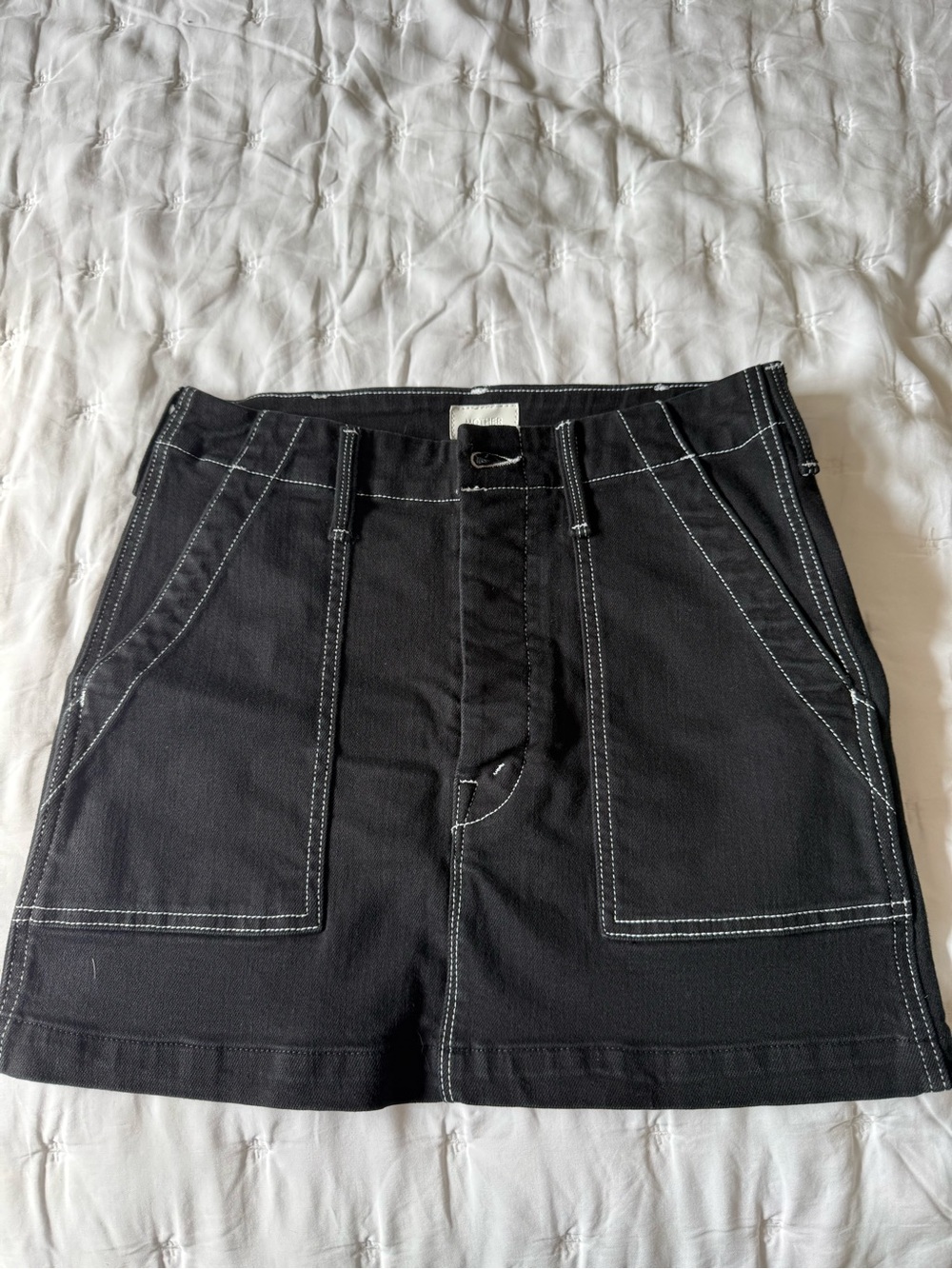MOTHER Black Skirt with White Contrast Stitching